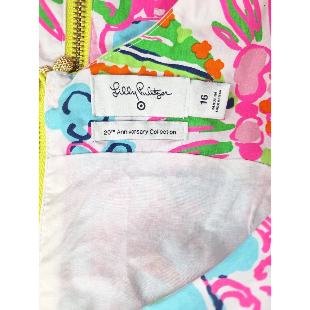 Lilly Pulitzer Target 20th Anniversary Floral Shift Dress Pink Blue Size 16 - Picture 5 of 7